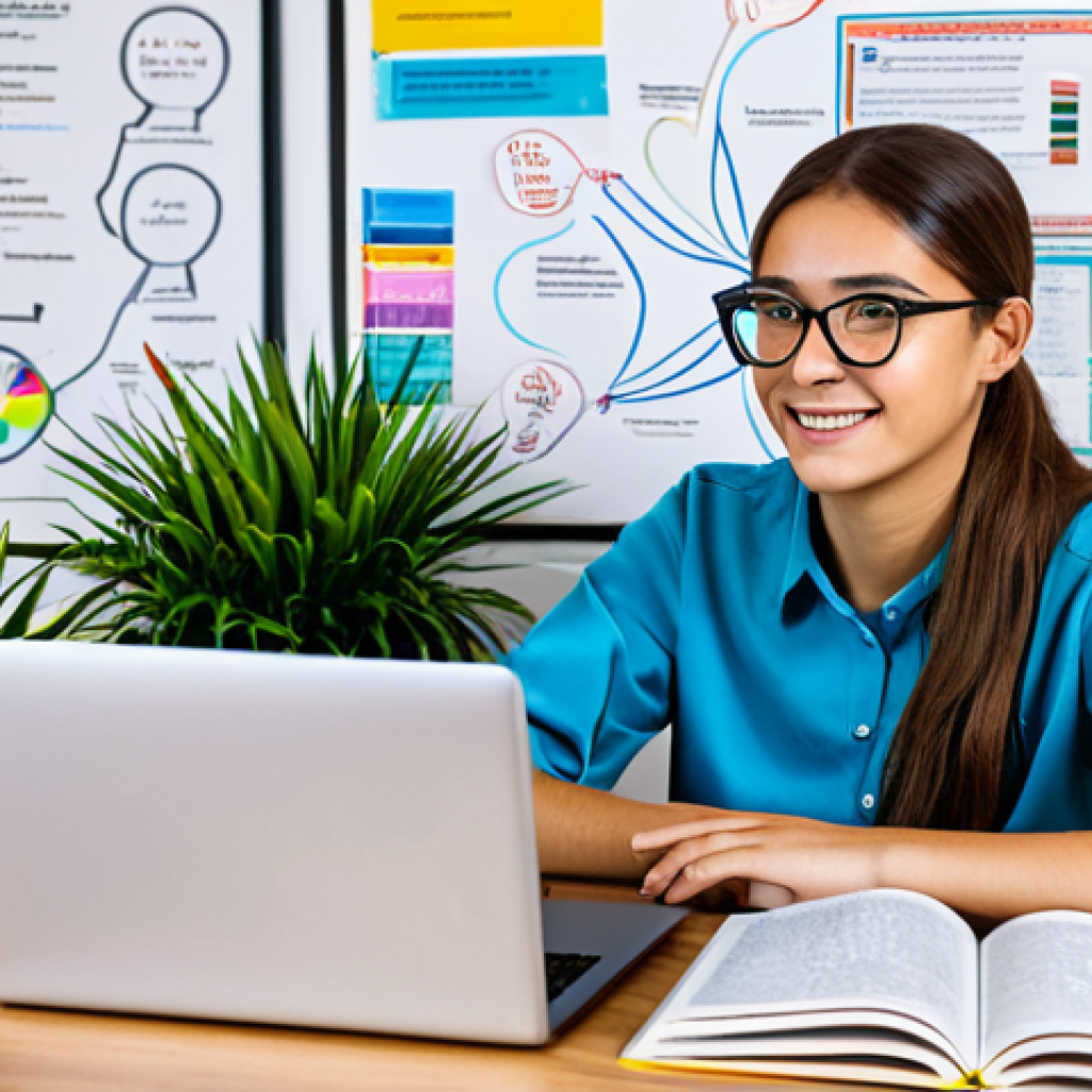 몰입형 학습을 위한 교육 방법론 - Personalized Learning Setup**

"A bright and modern study room with a young woman wearing glasses an...