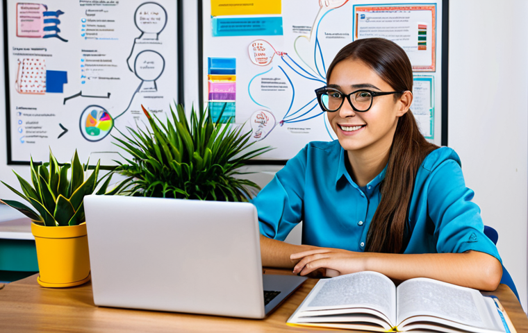 몰입형 학습을 위한 교육 방법론 - Personalized Learning Setup**

"A bright and modern study room with a young woman wearing glasses an...