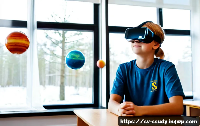 Home 15 몰입형 학습에서의 감각적 자극의 중요성 - Photorealistic immersive learning scene in a bright Scandinavian classroom, a Swedish teenage studen...